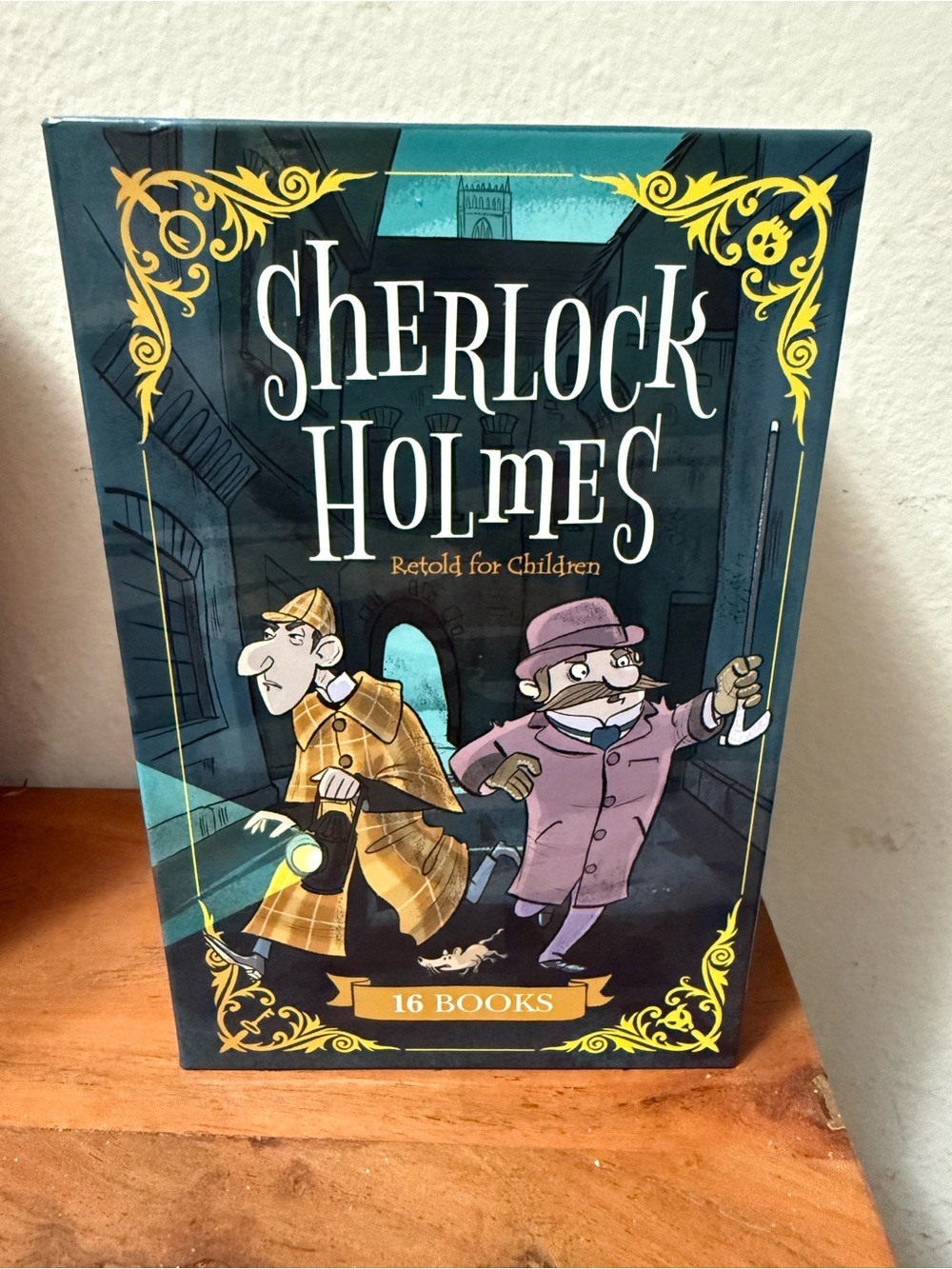 Sherlock Holmes 16 books Retold for Children - Illustrated Book Set, Teal & Gold